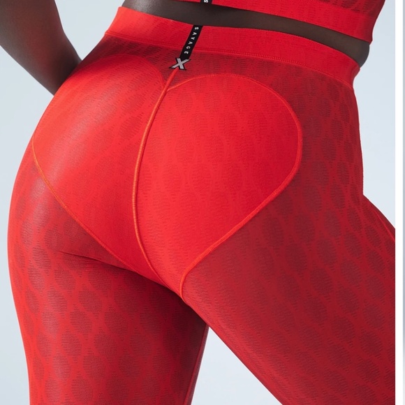Savage X Fenty Women's Run 2 You High Waist Mesh Leggings Fire Engine Red Medium - Picture 10 of 16